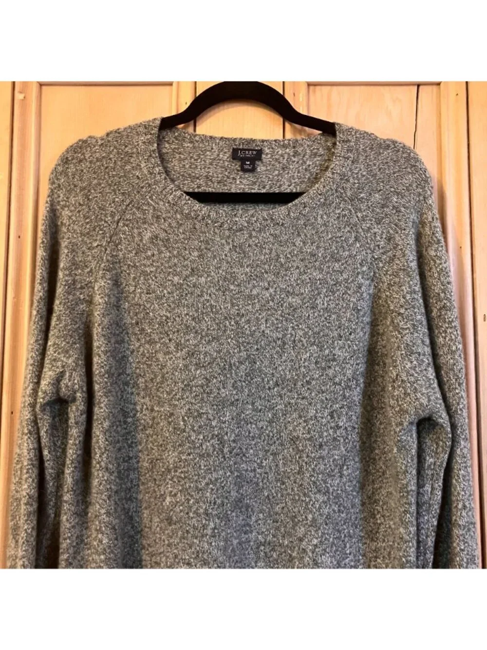 J.Crew Mens 100% Lambswool Speckled Crewneck Sweater Size Medium Green SP NWOT